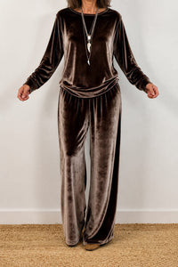 Women's Velvet Wide Leg Lounge Set | Elsa