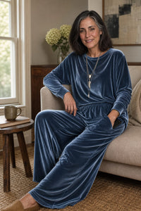 Women's Velvet Wide Leg Lounge Set | Elsa