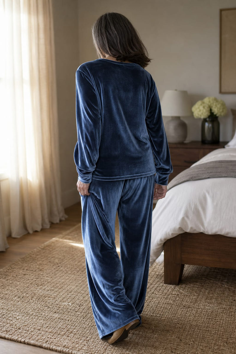 Women's Velvet Wide Leg Lounge Set | Elsa