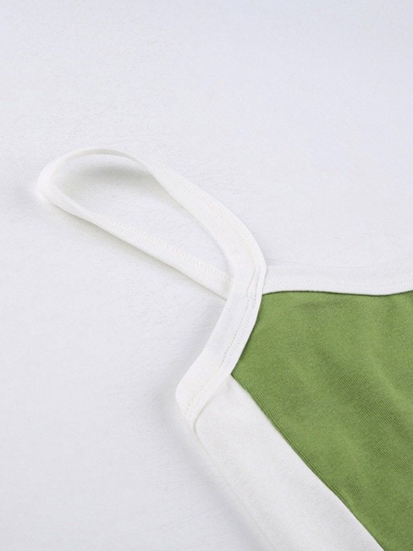 Felicie Contrast Bound Edge Strappy Fitted Cropped Cami Top