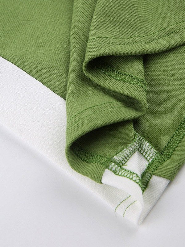 Felicie Contrast Bound Edge Strappy Fitted Cropped Cami Top - Green