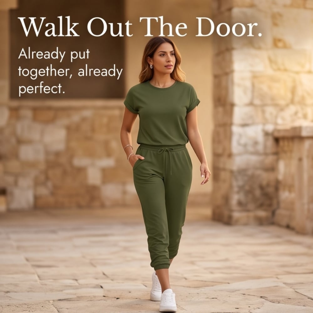 Women's T-Shirt And Jogger Lounge Set | Penny_6