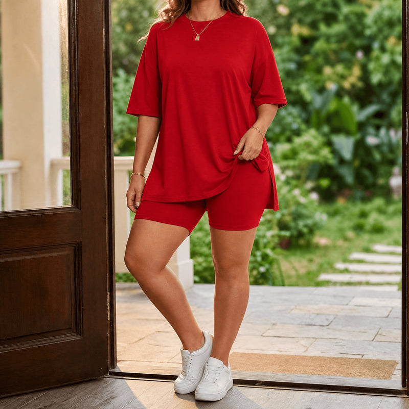 Women's Oversized Tee And Shorts Set | Leanne