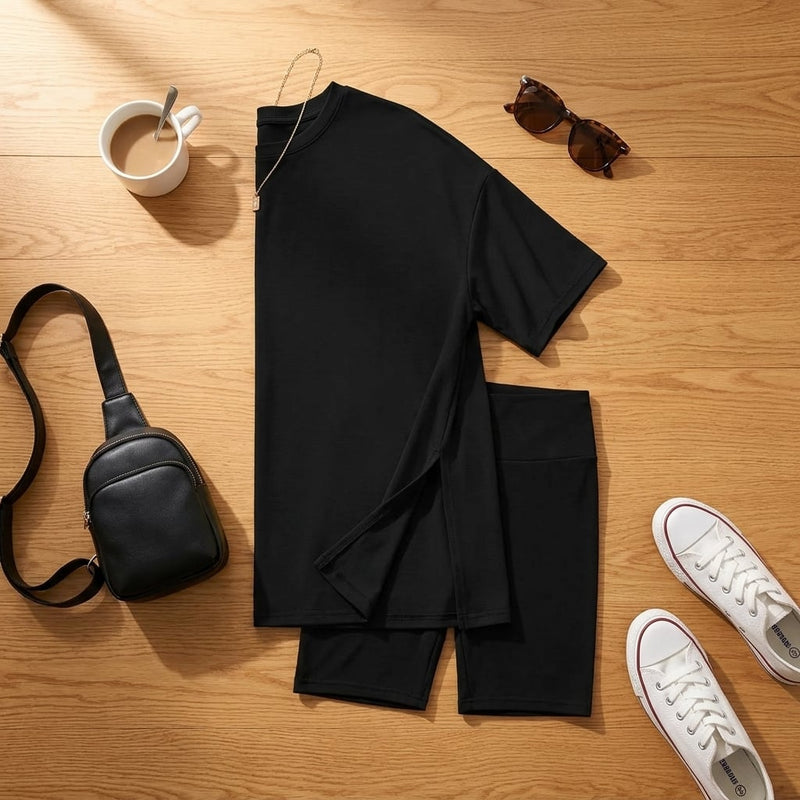 Women's Oversized Tee And Shorts Set | Leanne