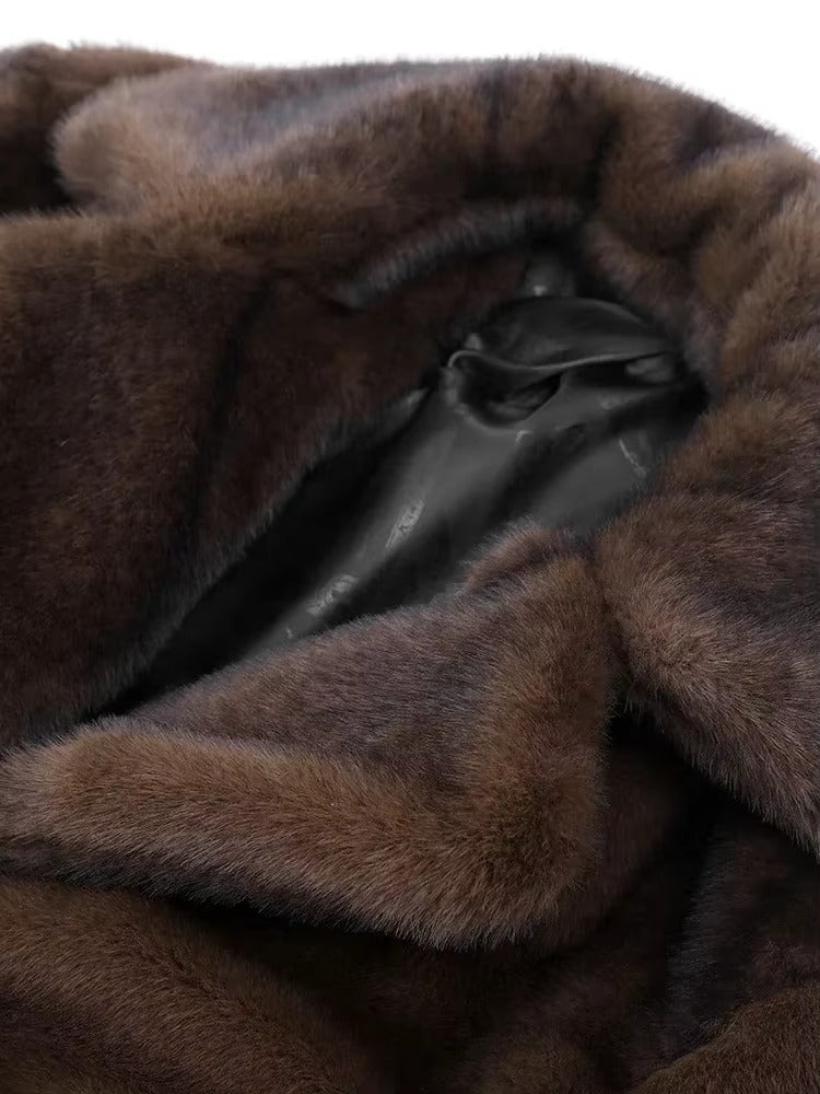 Phoebe Long Pile Faux Fur Full Length Statement Coat