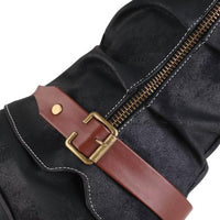 Clarisse Buckle Strap Slouch Shaft Low Block Heel Mid Calf Boots