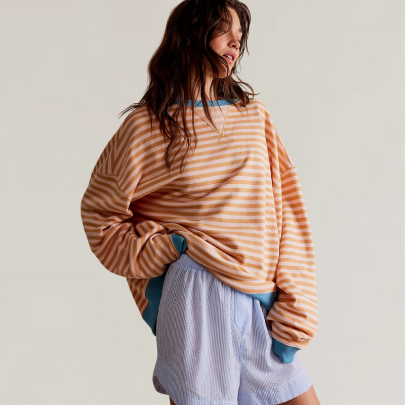 Niamh Wide Stripe Oversized Drop Shoulder Knit Shirt Jumper