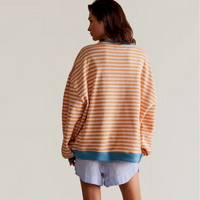 Niamh Wide Stripe Oversized Drop Shoulder Knit Shirt Jumper