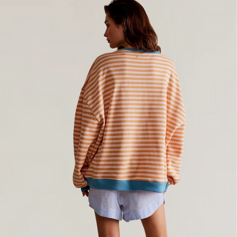 Niamh Wide Stripe Oversized Drop Shoulder Knit Shirt Jumper