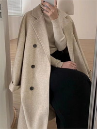 Mabel Turn Back Cuff Double Breasted Midi Length Coat