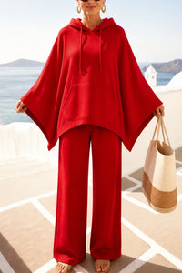 Women's Hooded Cape Wide Leg Trouser Set | Luella