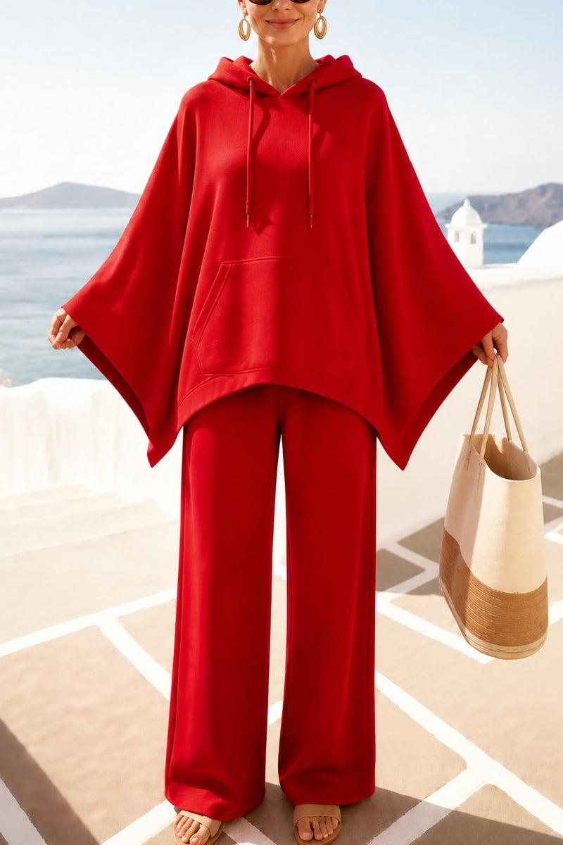 Women's Hooded Cape Wide Leg Trouser Set | Luella