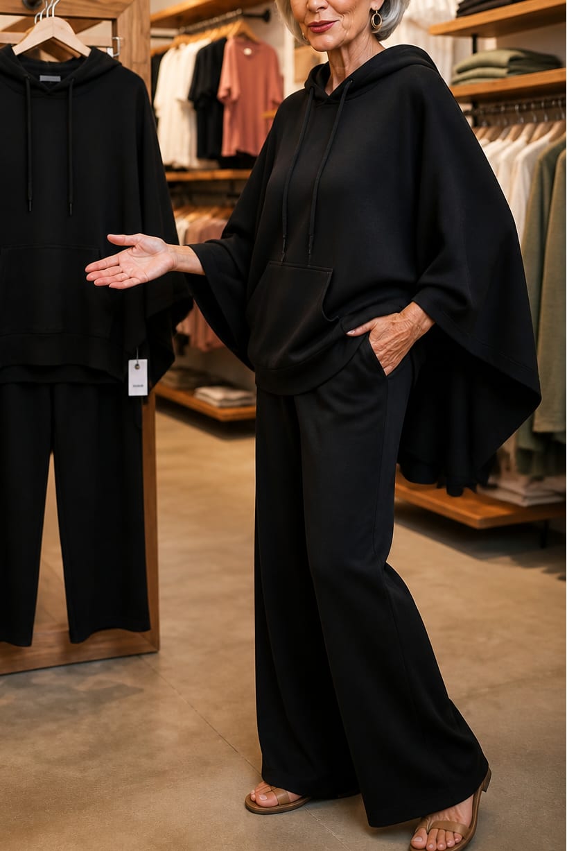 Women's Hooded Cape Wide Leg Trouser Set | Luella_11