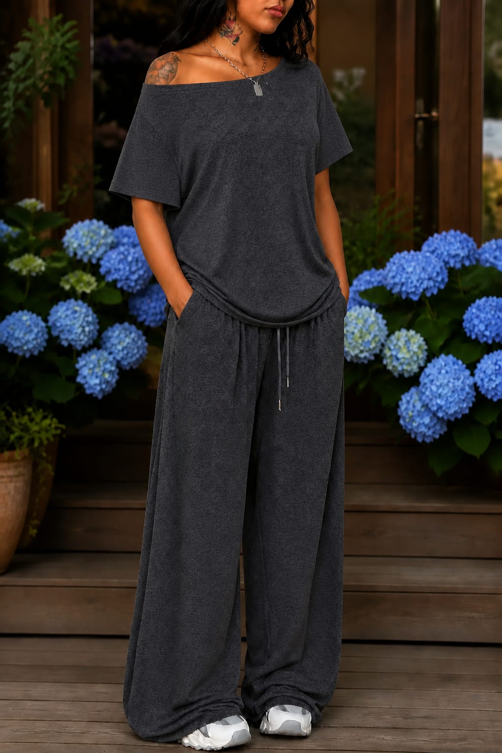 Women's Off-Shoulder Wide Leg Co-ord Set | Lorraine_14