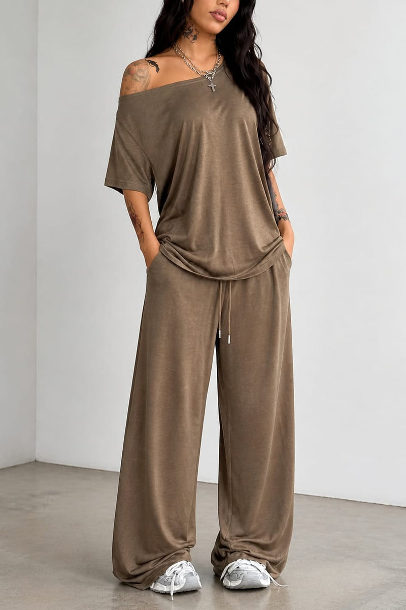 Women's Off-Shoulder Wide Leg Co-ord Set | Lorraine