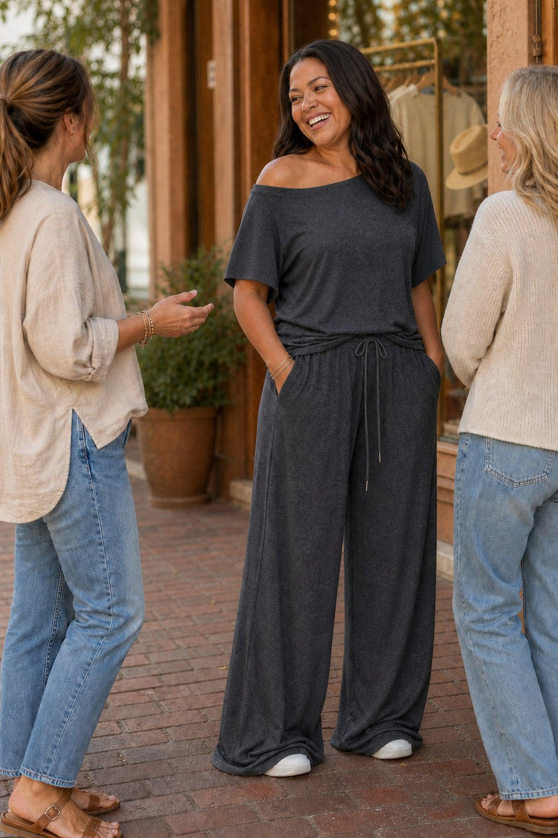 Women's Off-Shoulder Wide Leg Co-ord Set | Lorraine