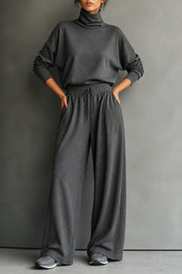 Women's Turtleneck Wide Leg Lounge Set | Maxine