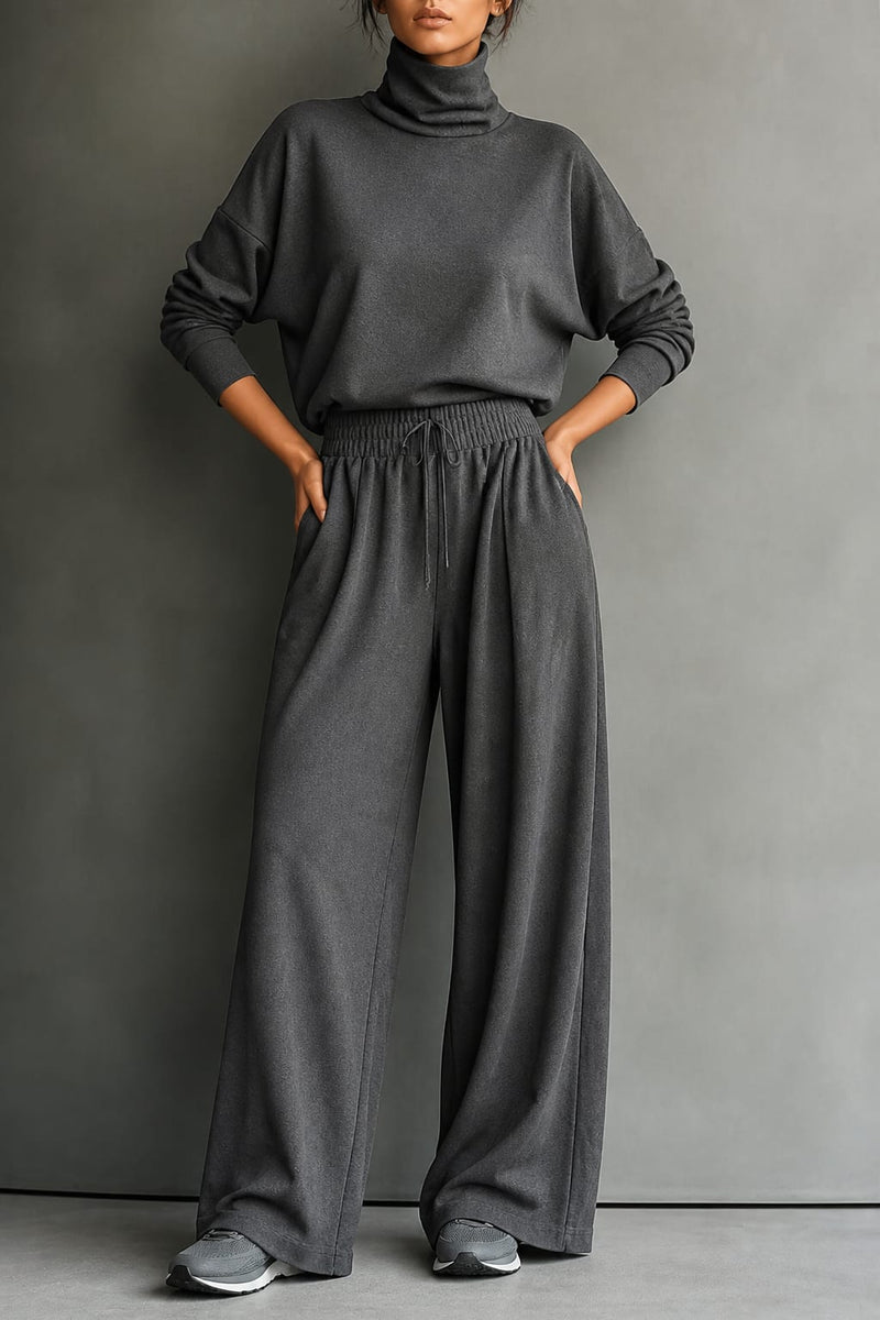 Women's Turtleneck Wide Leg Lounge Set | Maxine