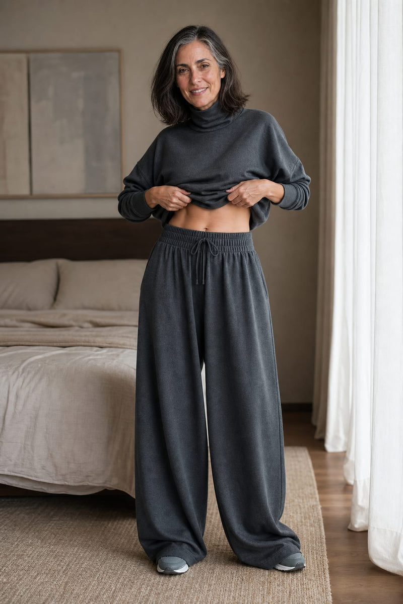 Women's Turtleneck Wide Leg Lounge Set | Maxine