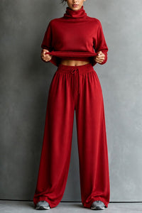 Women's Turtleneck Wide Leg Lounge Set | Maxine