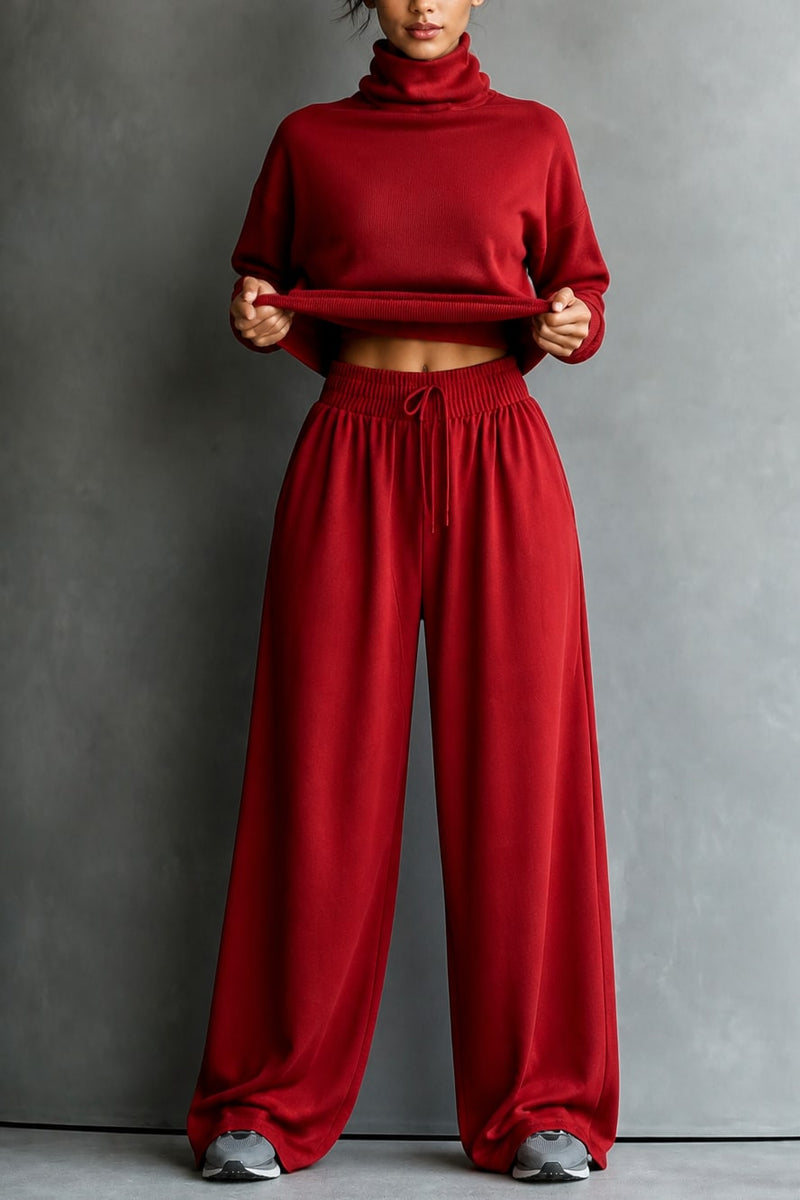 Women's Turtleneck Wide Leg Lounge Set | Maxine
