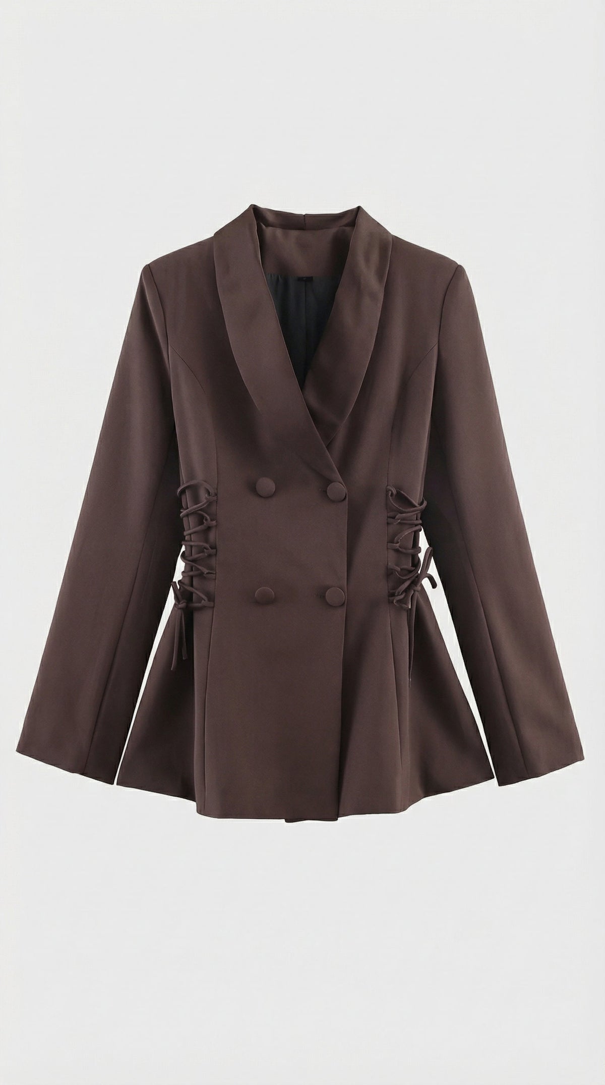 Cecily Corset Lace Side Detail Fitted Longline Blazer