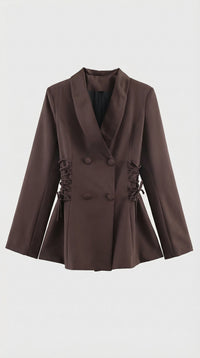 Cecily Corset Lace Side Detail Fitted Longline Blazer